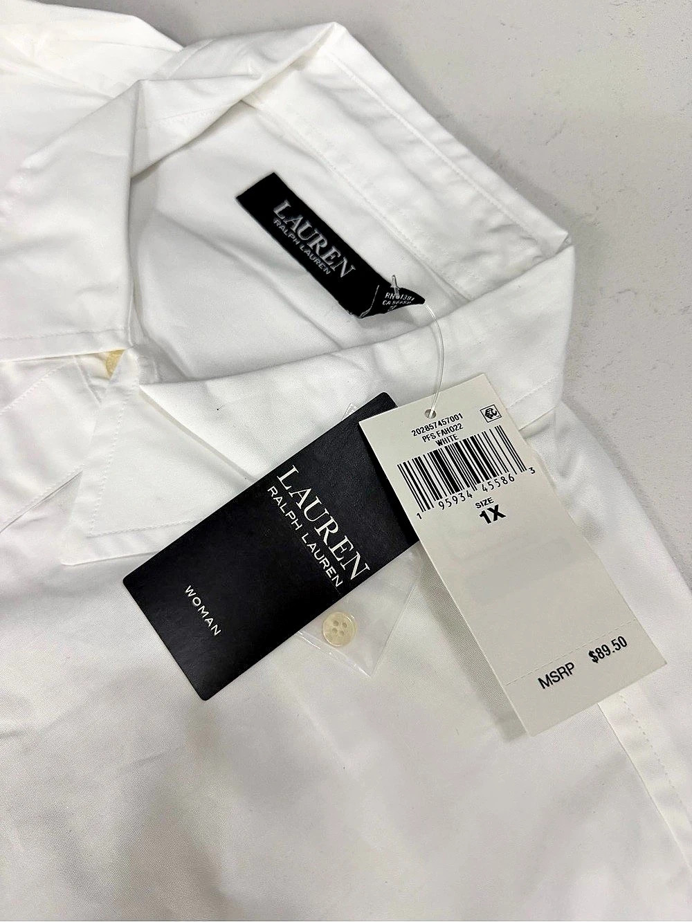 Lauren Ralph Lauren Women’s Long-Sleeve Button-Front Shirt White 1X NWT - Picture 2 of 2